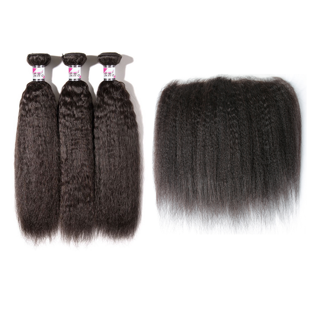 Stema Virgin Kinky Straight Hair With 13x4 HD & Transparent Lace Frontal